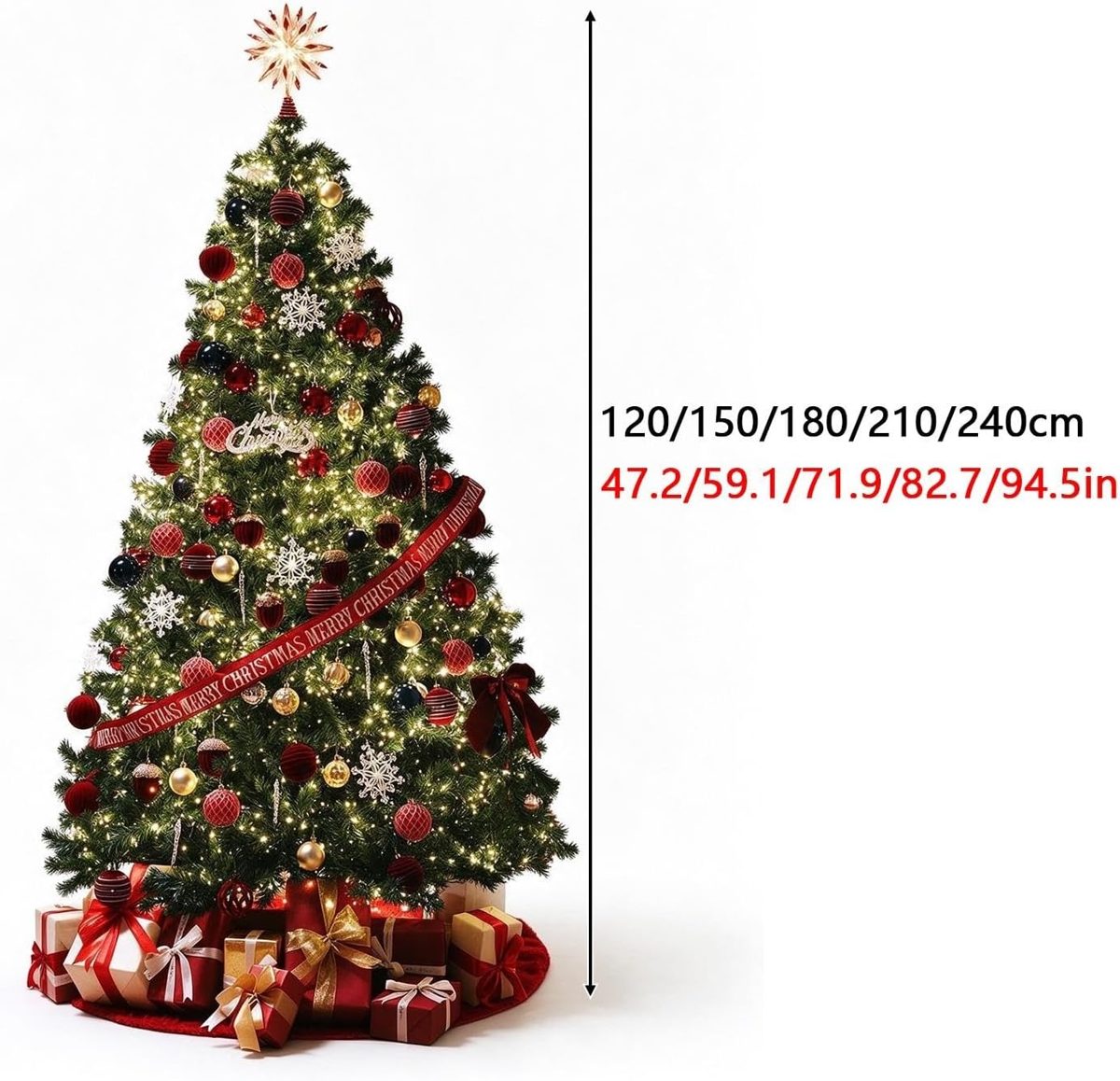 7ft All-in-One Christmas Tree & Red-Gold Decoration Set — thumbnail 6